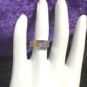 Art Deco Vintage .925 Sterling Silver Marcasite Gemstone Ring 4.75